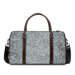 White And Grey Western Floral Print Duffle Bag