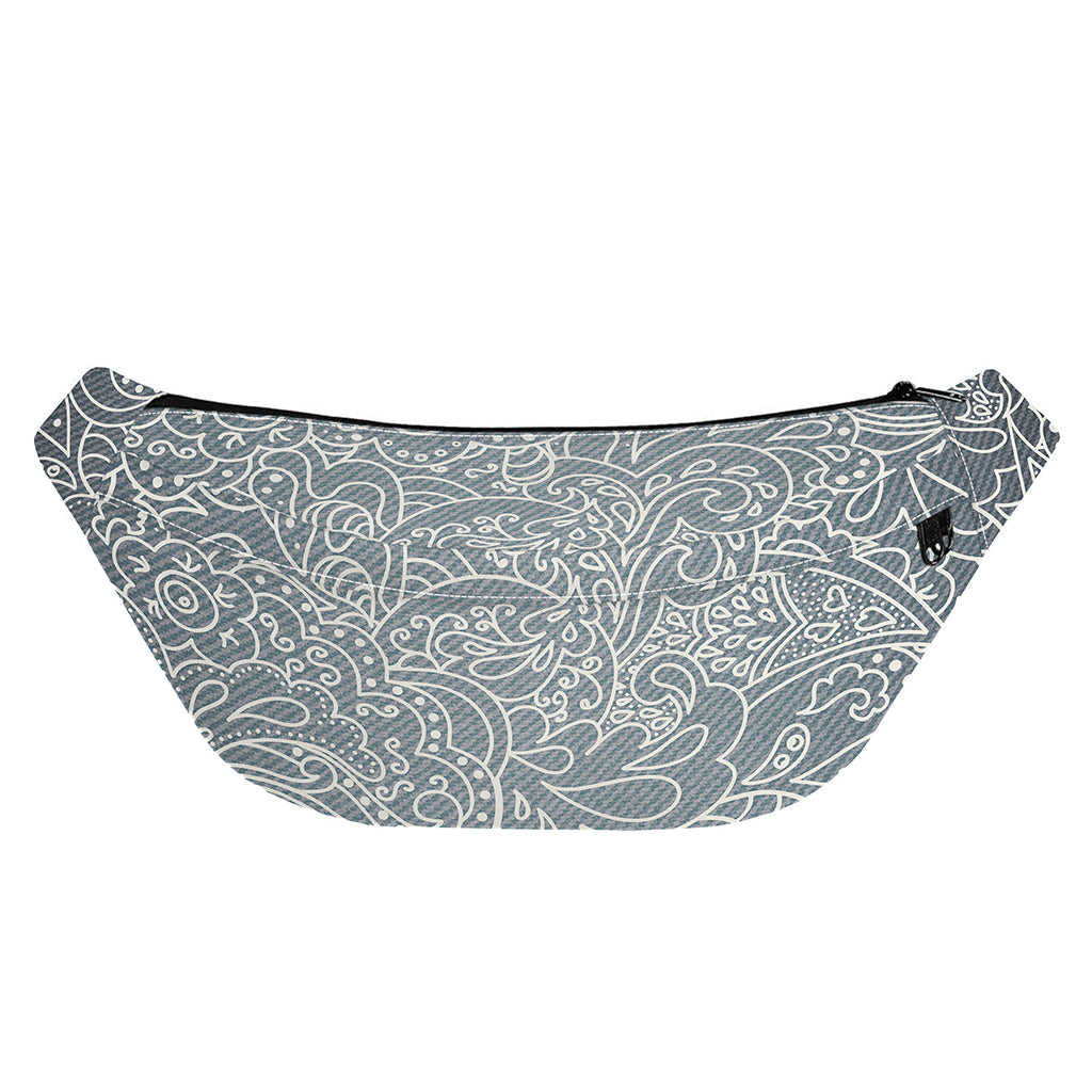 White And Grey Western Floral Print Fanny Pack