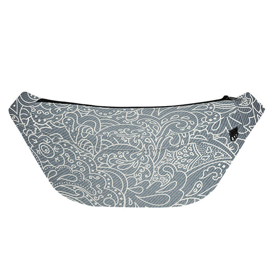 White And Grey Western Floral Print Fanny Pack