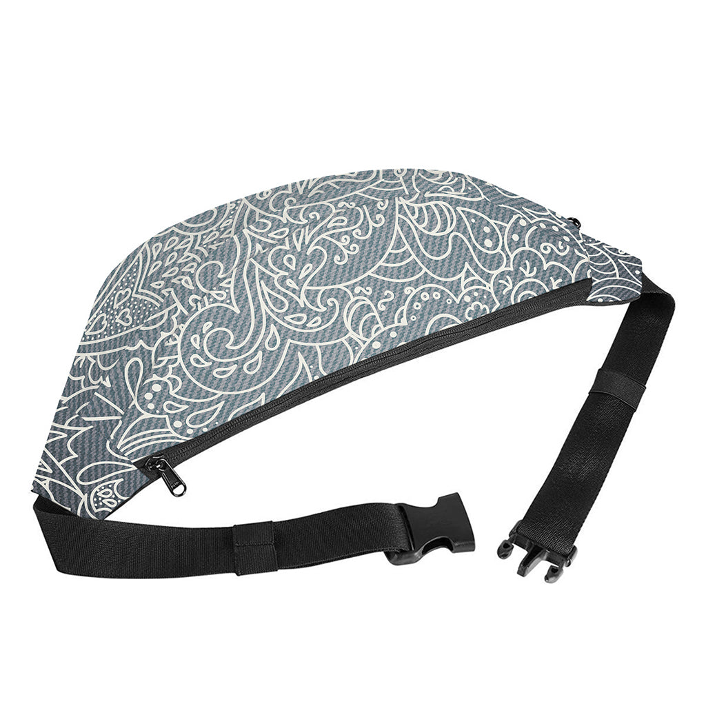 White And Grey Western Floral Print Fanny Pack