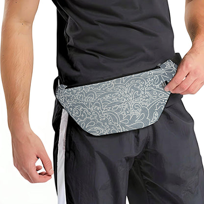 White And Grey Western Floral Print Fanny Pack