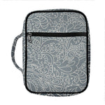 White And Grey Western Floral Print Front Pocket Bible Bag