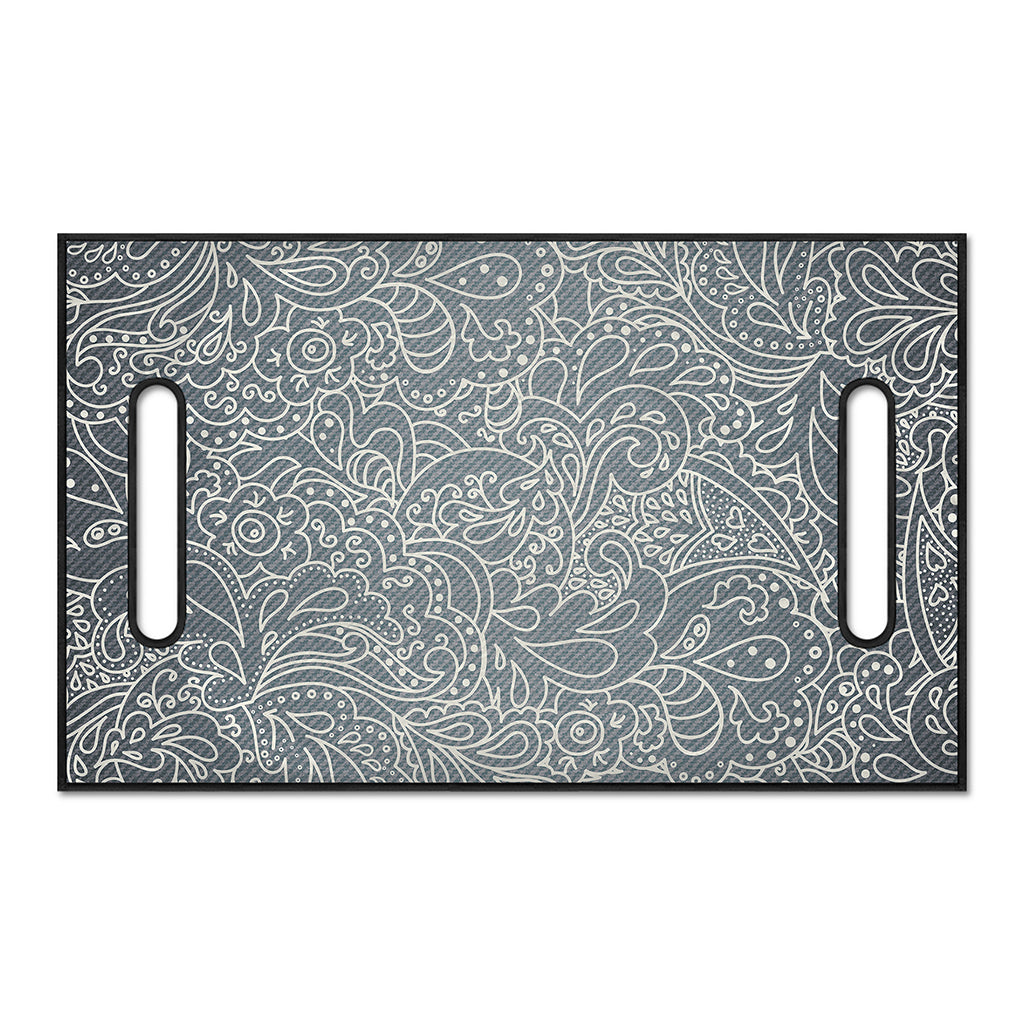White And Grey Western Floral Print Golf Cart Seat Cover