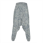 White And Grey Western Floral Print Hammer Pants