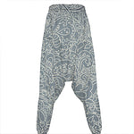 White And Grey Western Floral Print Hammer Pants