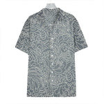 White And Grey Western Floral Print Hawaiian Shirt