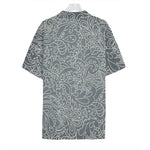 White And Grey Western Floral Print Hawaiian Shirt