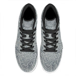 White And Grey Western Floral Print High Top Leather Sneakers