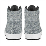 White And Grey Western Floral Print High Top Leather Sneakers