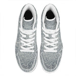 White And Grey Western Floral Print High Top Leather Sneakers