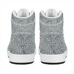 White And Grey Western Floral Print High Top Leather Sneakers