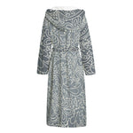 White And Grey Western Floral Print Hooded Bathrobe