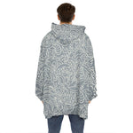 White And Grey Western Floral Print Hoodie Blanket