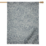 White And Grey Western Floral Print House Flag