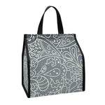 White And Grey Western Floral Print Insulated Lunch Tote