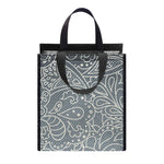 White And Grey Western Floral Print Insulated Lunch Tote