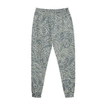 White And Grey Western Floral Print Jogger Pants