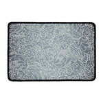 White And Grey Western Floral Print Kitchen Mat
