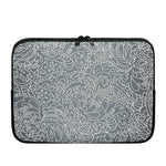 White And Grey Western Floral Print Laptop Sleeve