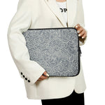 White And Grey Western Floral Print Laptop Sleeve