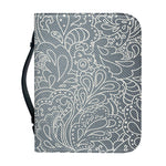 White And Grey Western Floral Print Leather Bible Cover