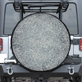 White And Grey Western Floral Print Leather Spare Tire Cover