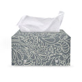 White And Grey Western Floral Print Leather Tissue Box Cover