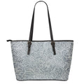 White And Grey Western Floral Print Leather Tote Bag With Zipper