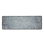 White And Grey Western Floral Print Long Kitchen Mat