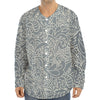 White And Grey Western Floral Print Long Sleeve Baseball Jersey