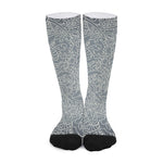 White And Grey Western Floral Print Long Socks