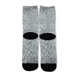 White And Grey Western Floral Print Long Socks