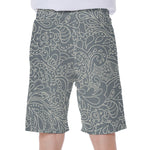 White And Grey Western Floral Print Men's Beach Shorts