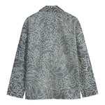 White And Grey Western Floral Print Men's Blazer