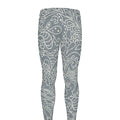White And Grey Western Floral Print Men's Leggings