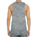 White And Grey Western Floral Print Men's Muscle Tank Top