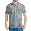 White And Grey Western Floral Print Men's Polo Shirt