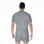 White And Grey Western Floral Print Men's Rompers