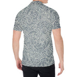 White And Grey Western Floral Print Men's Shirt