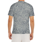 White And Grey Western Floral Print Men's Short Sleeve Rash Guard