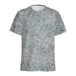 White And Grey Western Floral Print Men's Sports T-Shirt