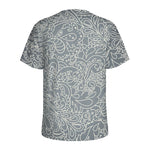 White And Grey Western Floral Print Men's Sports T-Shirt