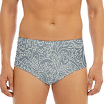 White And Grey Western Floral Print Men's Triangle Swim Briefs