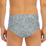 White And Grey Western Floral Print Men's Triangle Swim Briefs