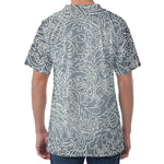 White And Grey Western Floral Print Men's Velvet T-Shirt