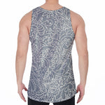 White And Grey Western Floral Print Men's Velvet Tank Top