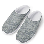 White And Grey Western Floral Print Mesh Casual Shoes