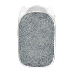 White And Grey Western Floral Print Mesh Laundry Hamper