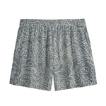 White And Grey Western Floral Print Mesh Shorts