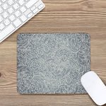 White And Grey Western Floral Print Mouse Pad